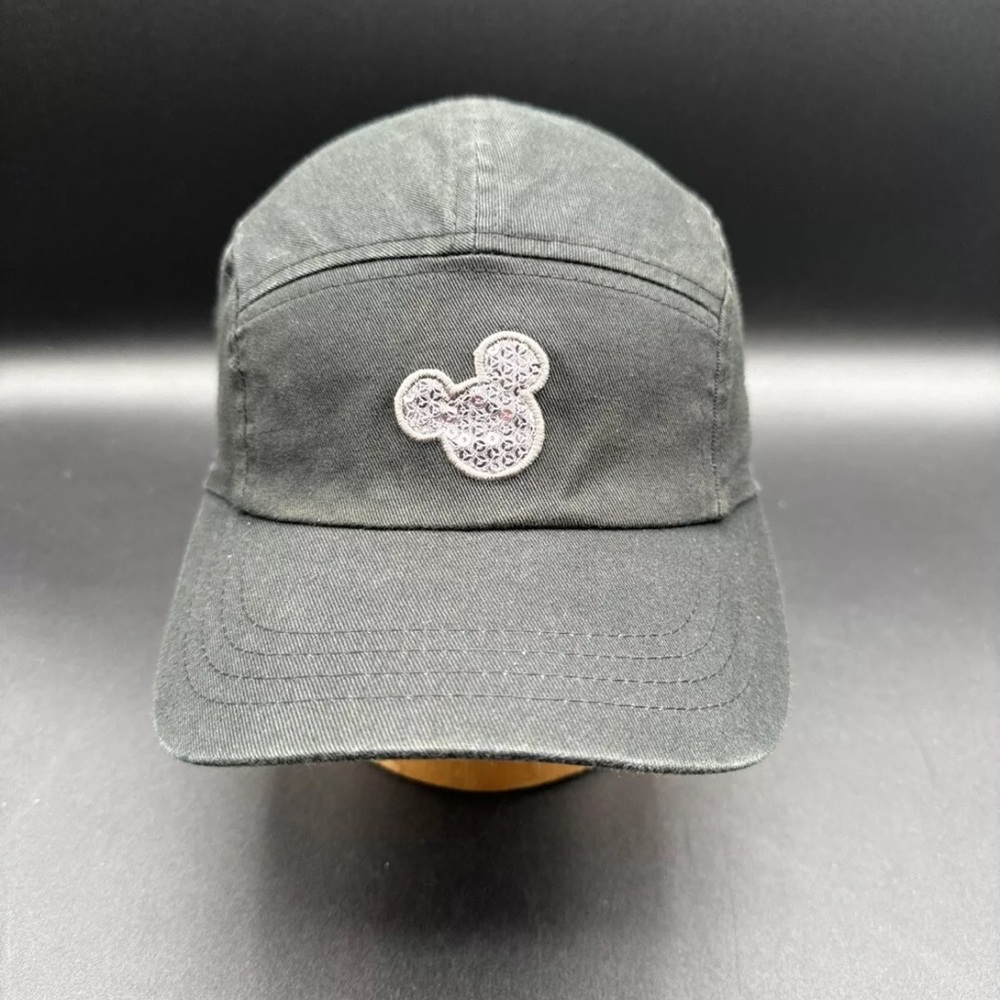 Disney Parks Authentic 5 Panel Black Hat Strapback Mickey Mouse Sequin Adult Cap